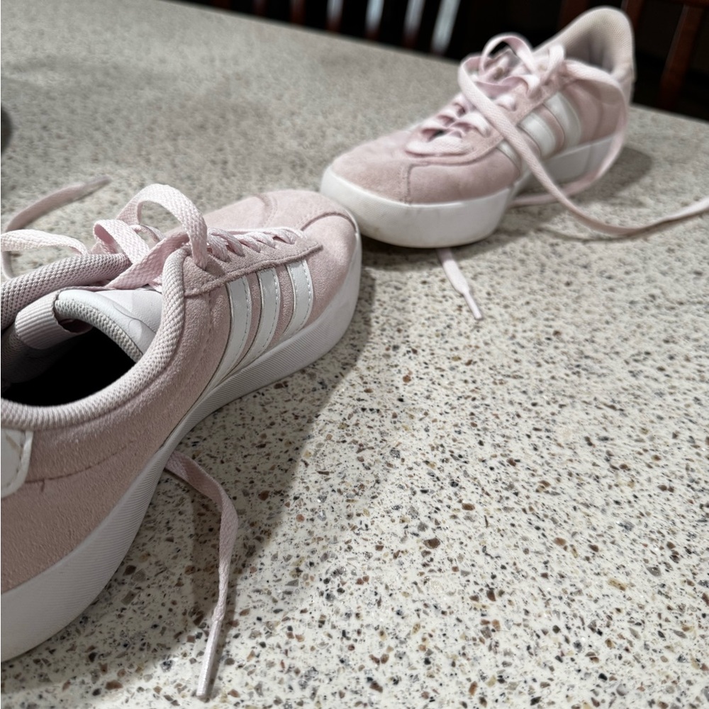 Adidas Women's Soft Pink and White Sneakers - Picture 5 of 7